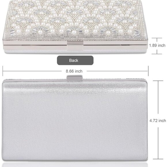 🆕Women Silver Satin Fashion Party Evening Handbag Elegant Chic Purse Bag - Picture 7 of 7